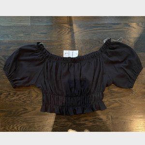 Off the Shoulder Cropped Havana Top